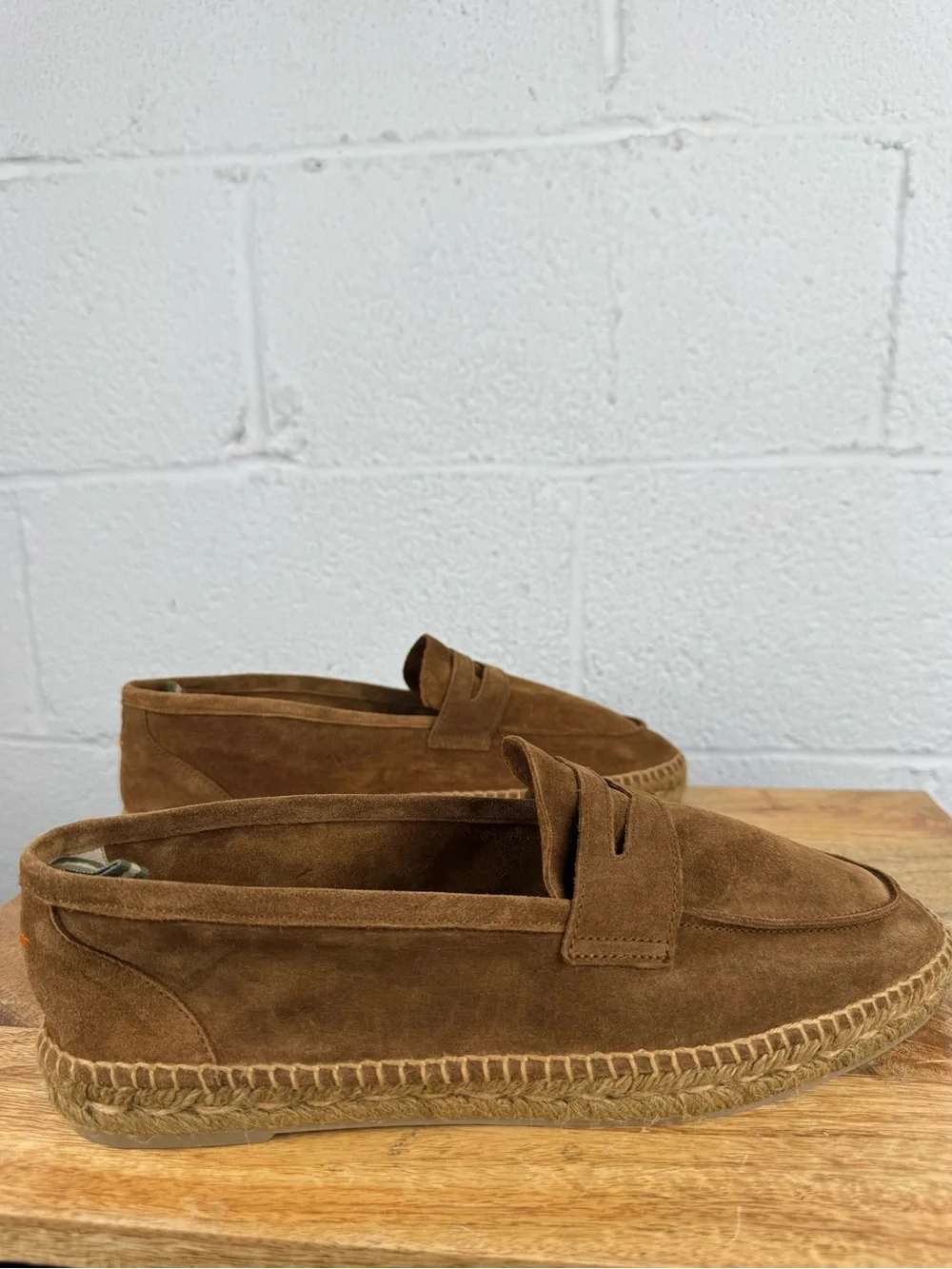 Castañer Nacho Brown Suede Penny Loafer Espadrilles Men’s EU 43 Spain
